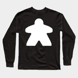 White Pixelated Meeple Long Sleeve T-Shirt